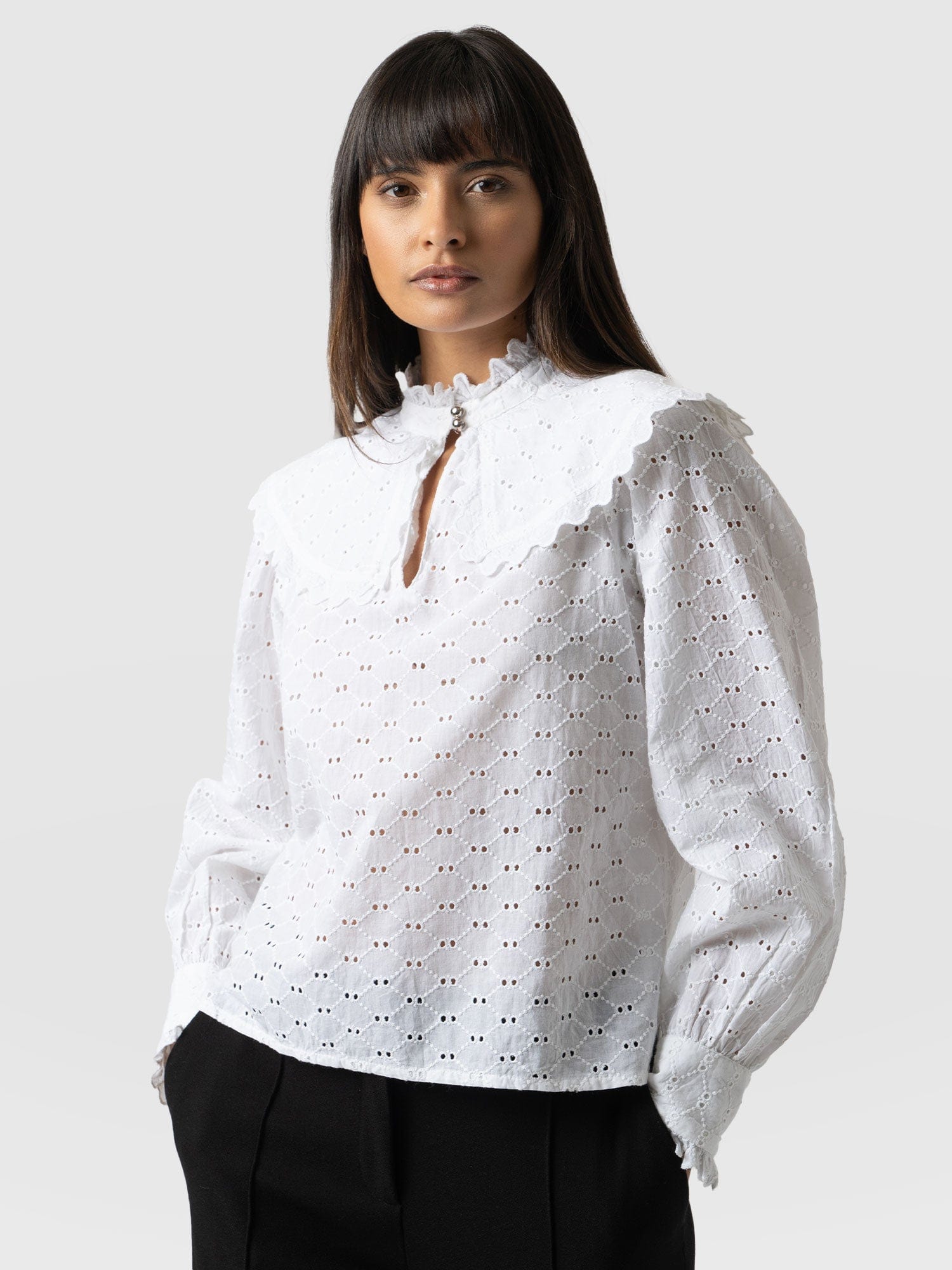 Courtney Collar Blouse - White